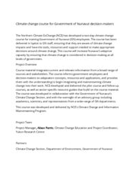 Climate change course for Government of Nunavut decision-makers