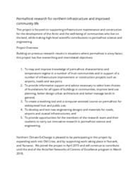 Permafrost research for northern infrastructure and improved community life