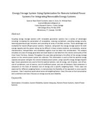 Energy Storage System Sizing Optimization for Remote Isolated Power Systems For Integrating Renewable Energy Systems