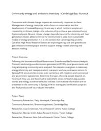 Community energy and emissions inventory - Cambridge Bay, Nunavut