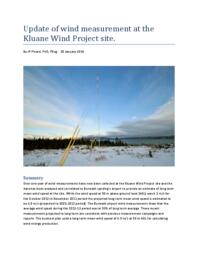 Update of wind measurement at the Kluane Wind Project site